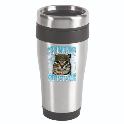 Circumcision Survivor Funny Oddly Specific Cat Meme Cats 16oz Travel Tumbler