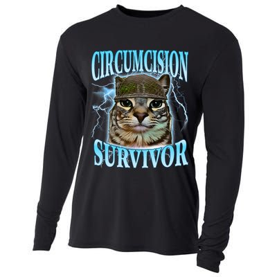 Circumcision Survivor Funny Oddly Specific Cat Meme Cats Cooling Performance Long Sleeve Crew