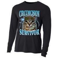 Circumcision Survivor Funny Oddly Specific Cat Meme Cats Cooling Performance Long Sleeve Crew