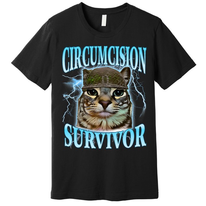 Circumcision Survivor Funny Oddly Specific Cat Meme Cats Premium T-Shirt
