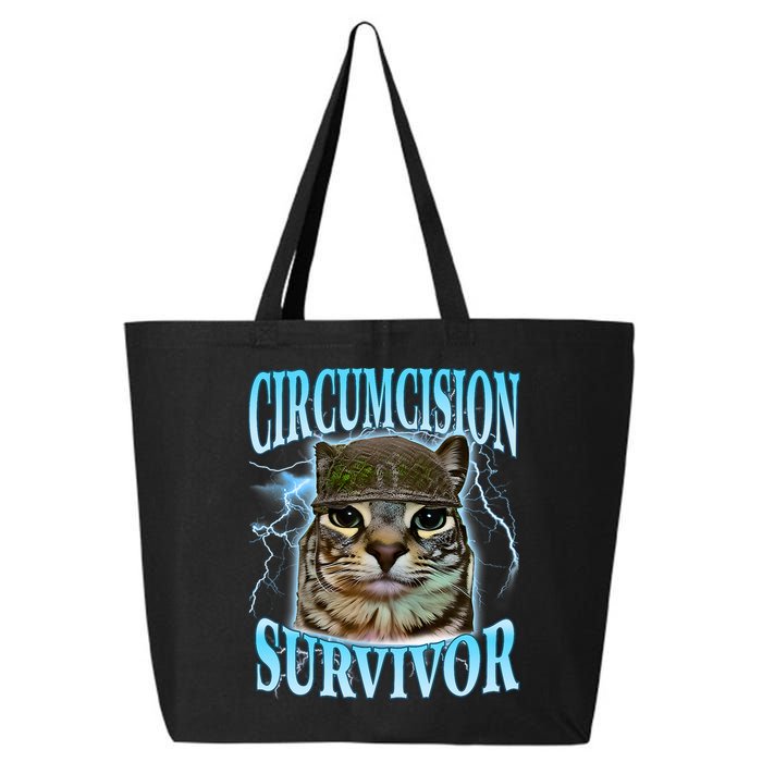 Circumcision Survivor Funny Oddly Specific Cat Meme Cats 25L Jumbo Tote