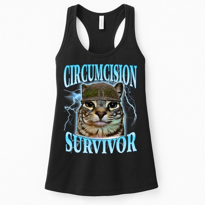 Circumcision Survivor Funny Oddly Specific Cat Meme Cats Womens Tank Top