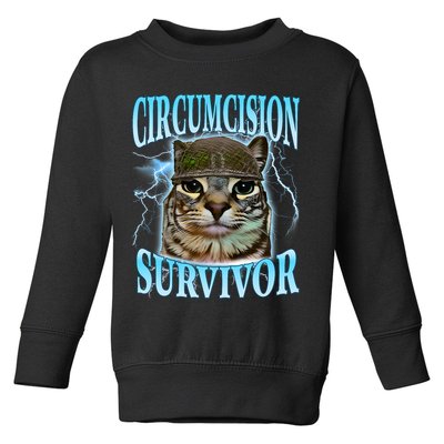Circumcision Survivor Funny Oddly Specific Cat Meme Cats Toddler Sweatshirt