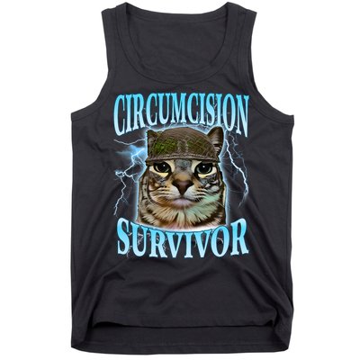 Circumcision Survivor Funny Oddly Specific Cat Meme Cats Tank Top