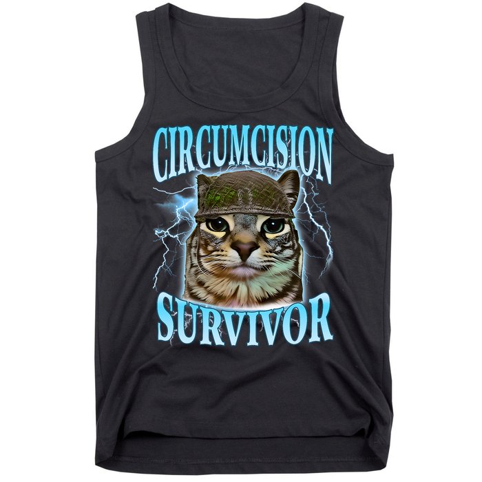 Circumcision Survivor Funny Oddly Specific Cat Meme Cats Tank Top