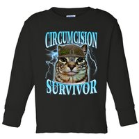 Circumcision Survivor Funny Oddly Specific Cat Meme Cats Toddler Long Sleeve Shirt