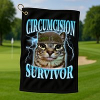 Circumcision Survivor Funny Oddly Specific Cat Meme Cats Golf Towel