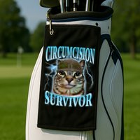 Circumcision Survivor Funny Oddly Specific Cat Meme Cats Golf Towel
