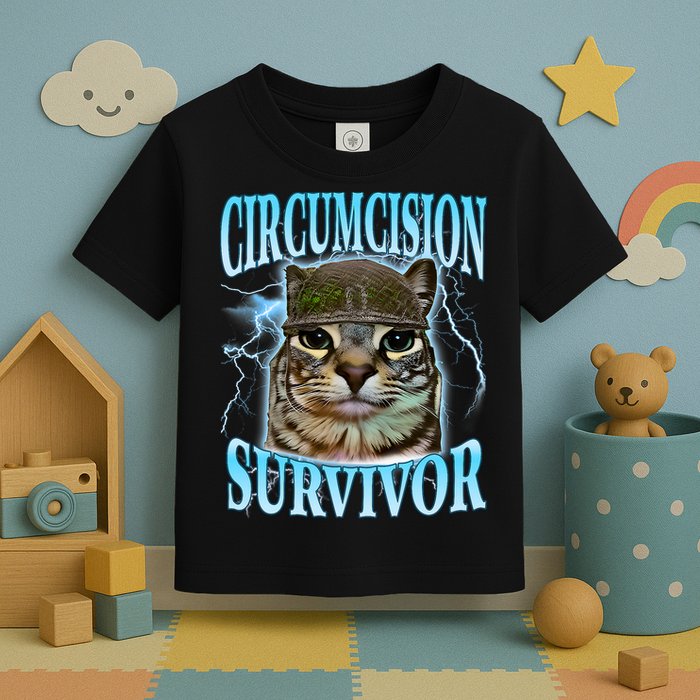 Circumcision Survivor Funny Oddly Specific Cat Meme Cats Toddler T-Shirt