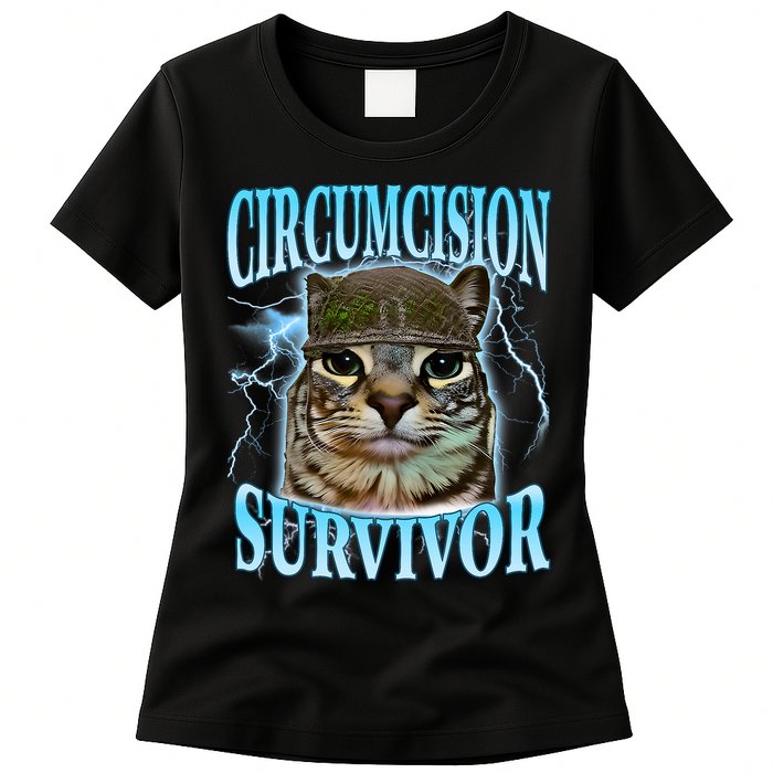 Circumcision Survivor Funny Oddly Specific Cat Meme Cats Womens T-Shirt