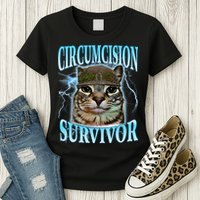 Circumcision Survivor Funny Oddly Specific Cat Meme Cats Womens T-Shirt