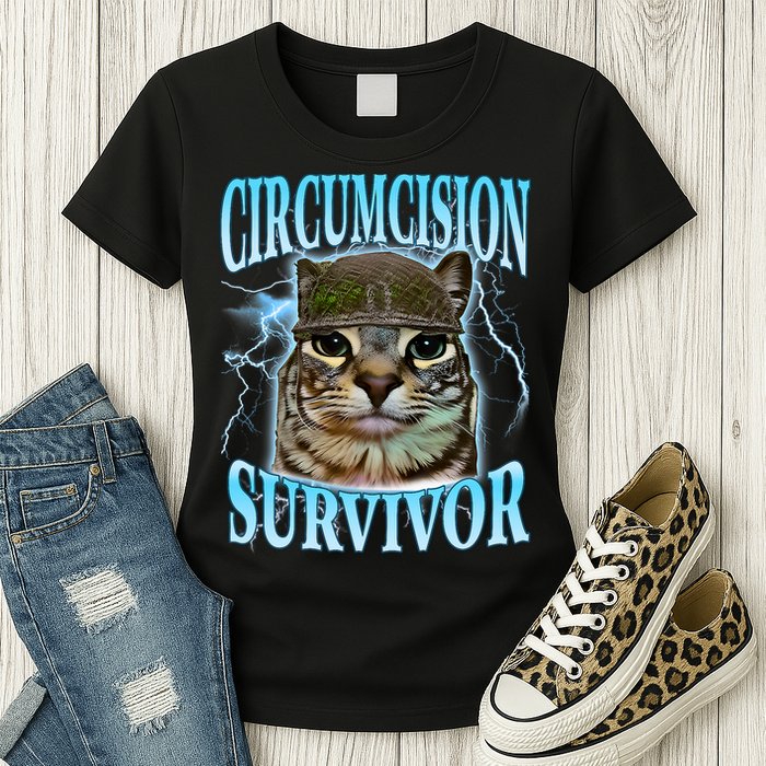 Circumcision Survivor Funny Oddly Specific Cat Meme Cats Womens T-Shirt