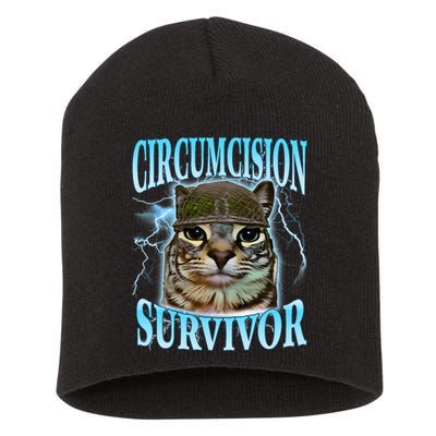 Circumcision Survivor Funny Oddly Specific Cat Meme Cats Short Acrylic Beanie