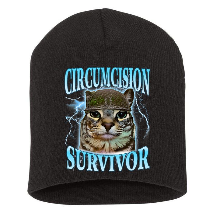 Circumcision Survivor Funny Oddly Specific Cat Meme Cats Short Acrylic Beanie
