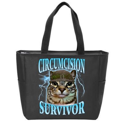 Circumcision Survivor Funny Oddly Specific Cat Meme Cats Zip Tote Bag