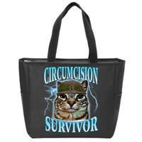 Circumcision Survivor Funny Oddly Specific Cat Meme Cats Zip Tote Bag