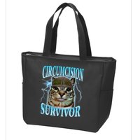Circumcision Survivor Funny Oddly Specific Cat Meme Cats Zip Tote Bag