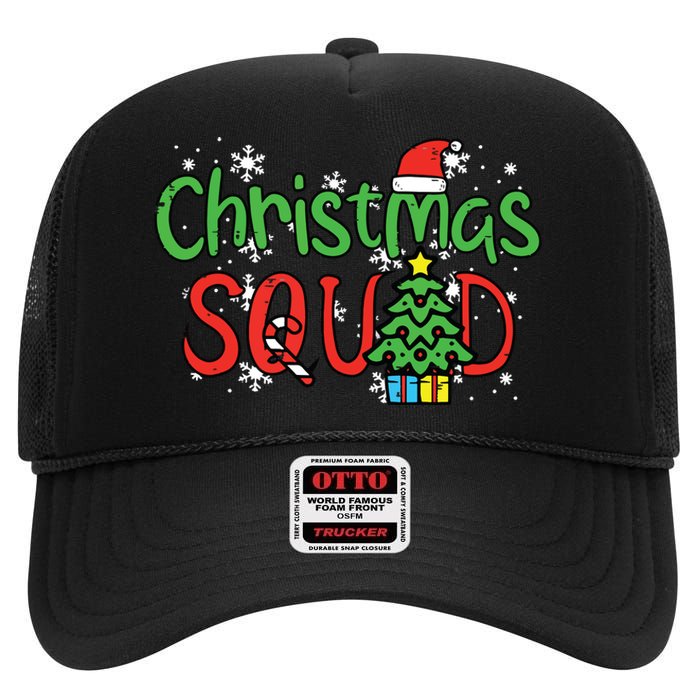 Christmas Squad Family Xmas Crew Women Boy Girls Kids High Crown Mesh Back Trucker Hat