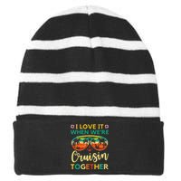 Cruise Ship Family Friends Matching Vacation  Striped Beanie with Solid Band