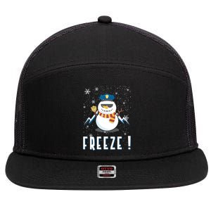 Cop Snow Freeze Police Navidad Police Police Officer Gift 7 Panel Mesh Trucker Snapback Hat