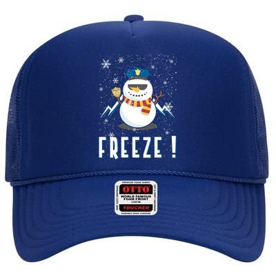 Cop Snow Freeze Police Navidad Police Police Officer Gift High Crown Mesh Back Trucker Hat