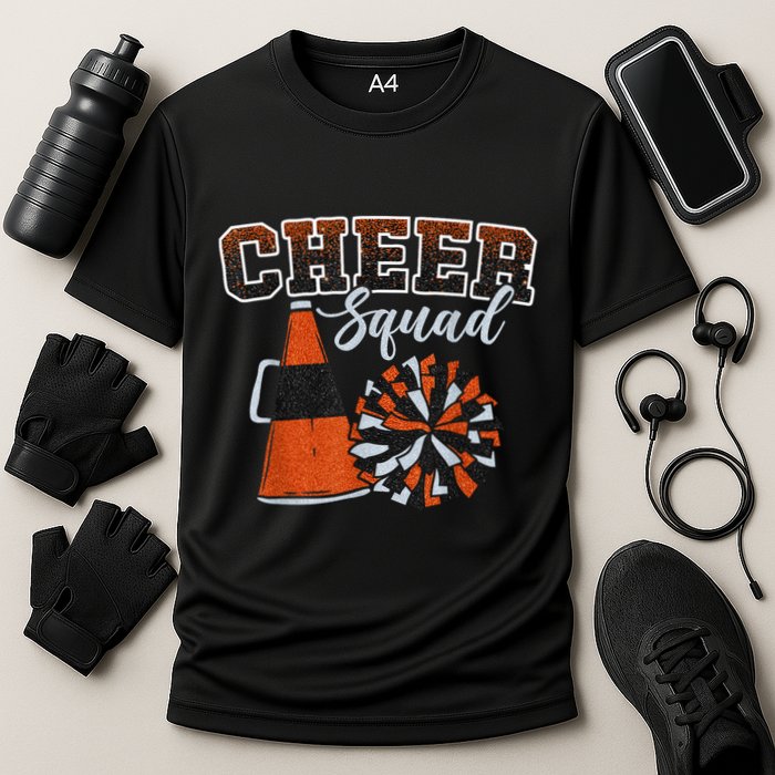 Cheer Squad Funny Cheerleader Cheerleading Orange Cooling Performance Crew T-Shirt
