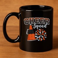 Cheer Squad Funny Cheerleader Cheerleading Orange 11oz C Handle Ceramic Mug