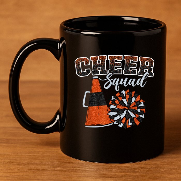 Cheer Squad Funny Cheerleader Cheerleading Orange 11oz C Handle Ceramic Mug