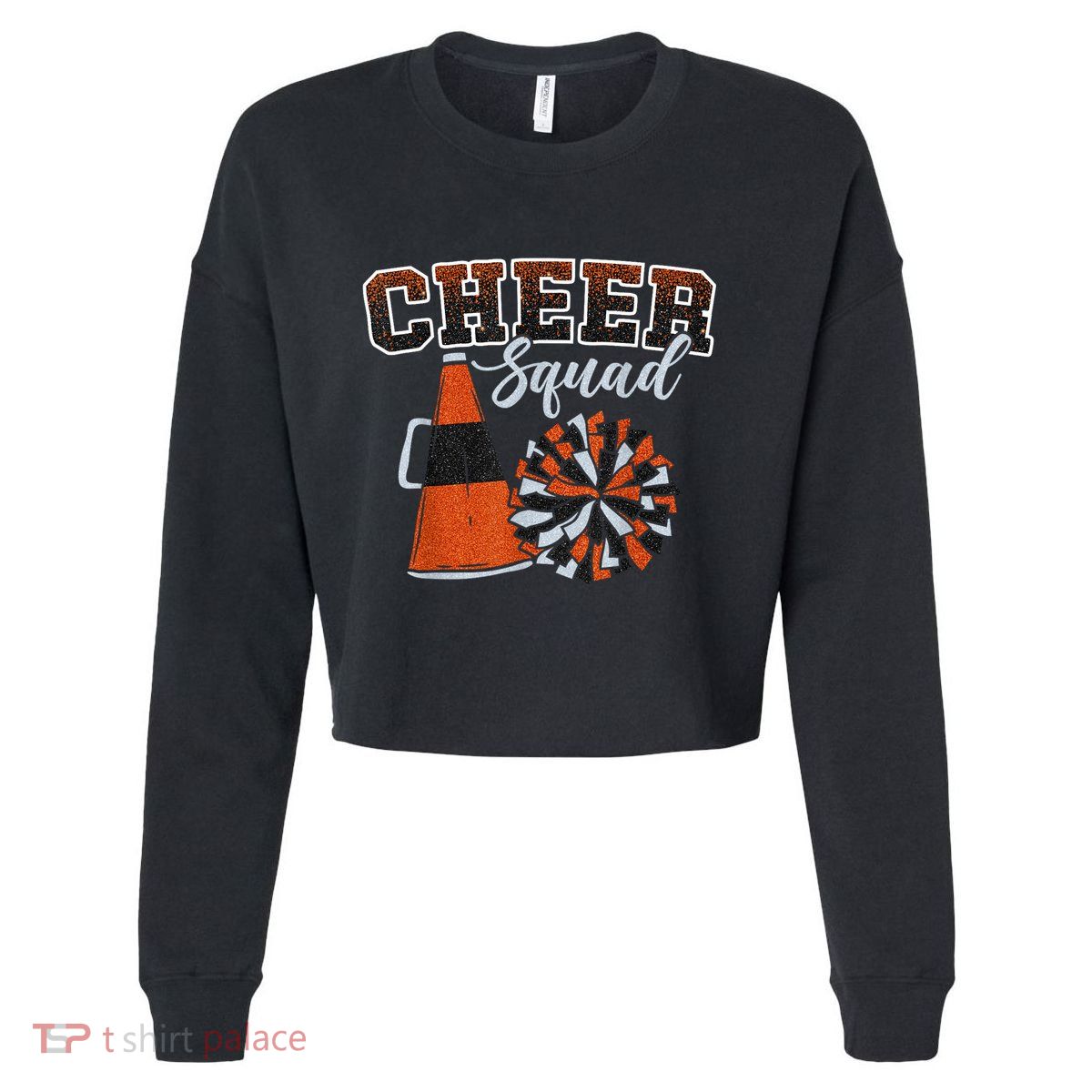 Cheer Squad Funny Cheerleader Cheerleading Orange Cropped Pullover Crew