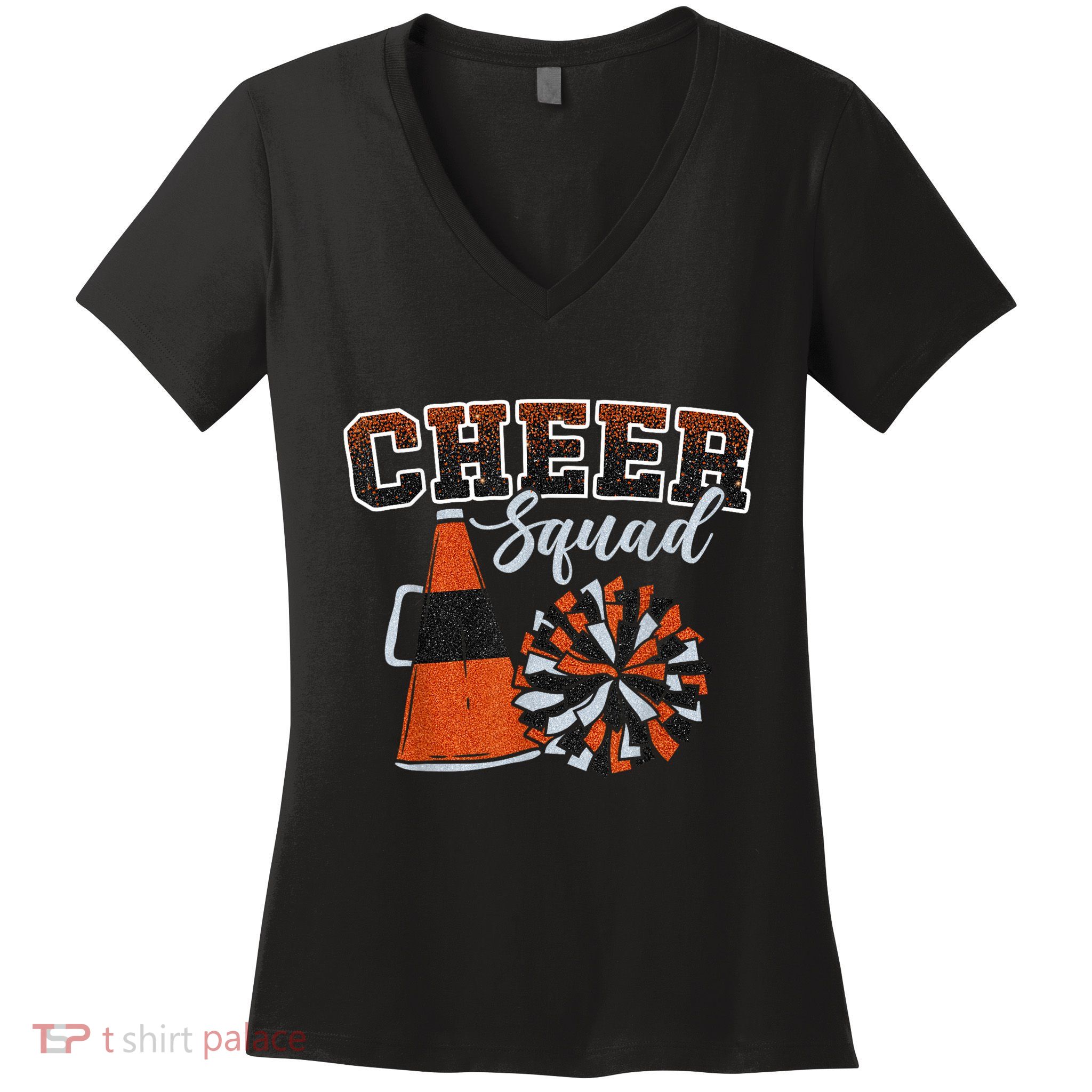 Cheer Squad Funny Cheerleader Cheerleading Orange Women's V-Neck T-Shirt