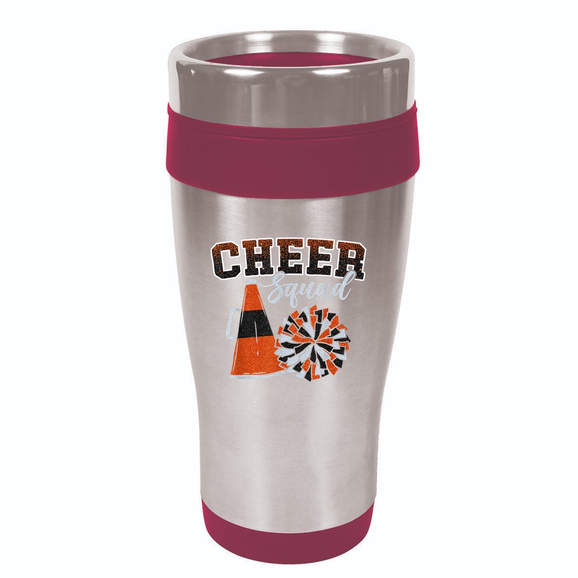 Cheer Squad Funny Cheerleader Cheerleading Orange 16oz Travel Tumbler
