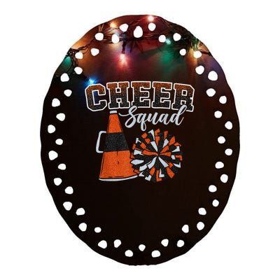 Cheer Squad Funny Cheerleader Cheerleading Orange Ceramic Oval Ornament