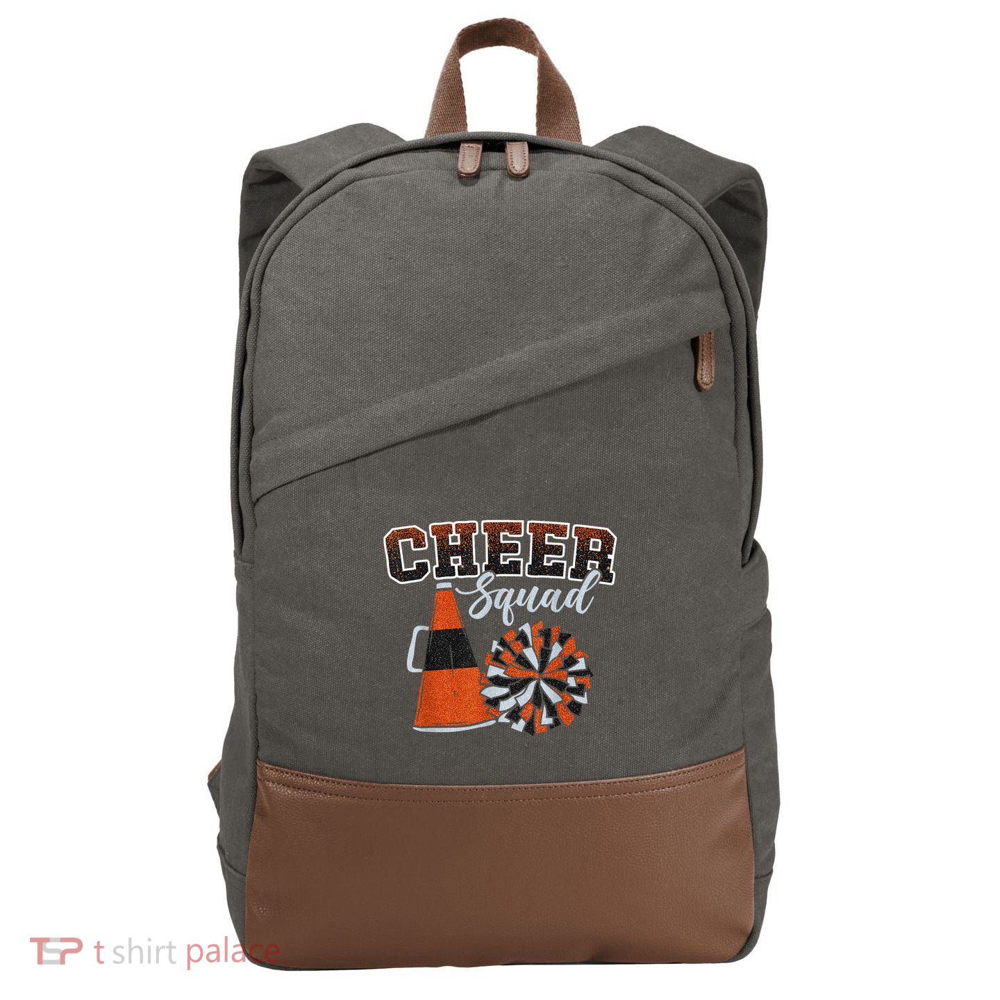 Cheer Squad Funny Cheerleader Cheerleading Orange Cotton Canvas Backpack