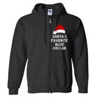 Christmas SantaS Favorite Blue Collar Funny Xmas Pajama Full Zip Hoodie