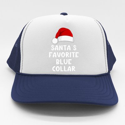 Christmas SantaS Favorite Blue Collar Funny Xmas Pajama Trucker Hat