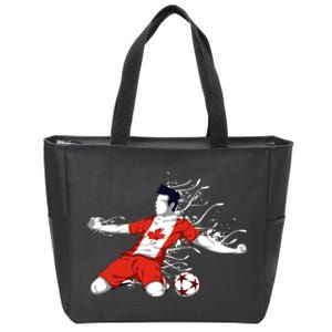 Canada Soccer Fans Jersey Canadian Flag Football Lovers Art Zip Tote Bag