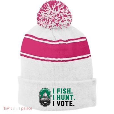 Congressional SportsmenS Foundation I Fish I Hunt I Vote Stripe Pom Pom Beanie