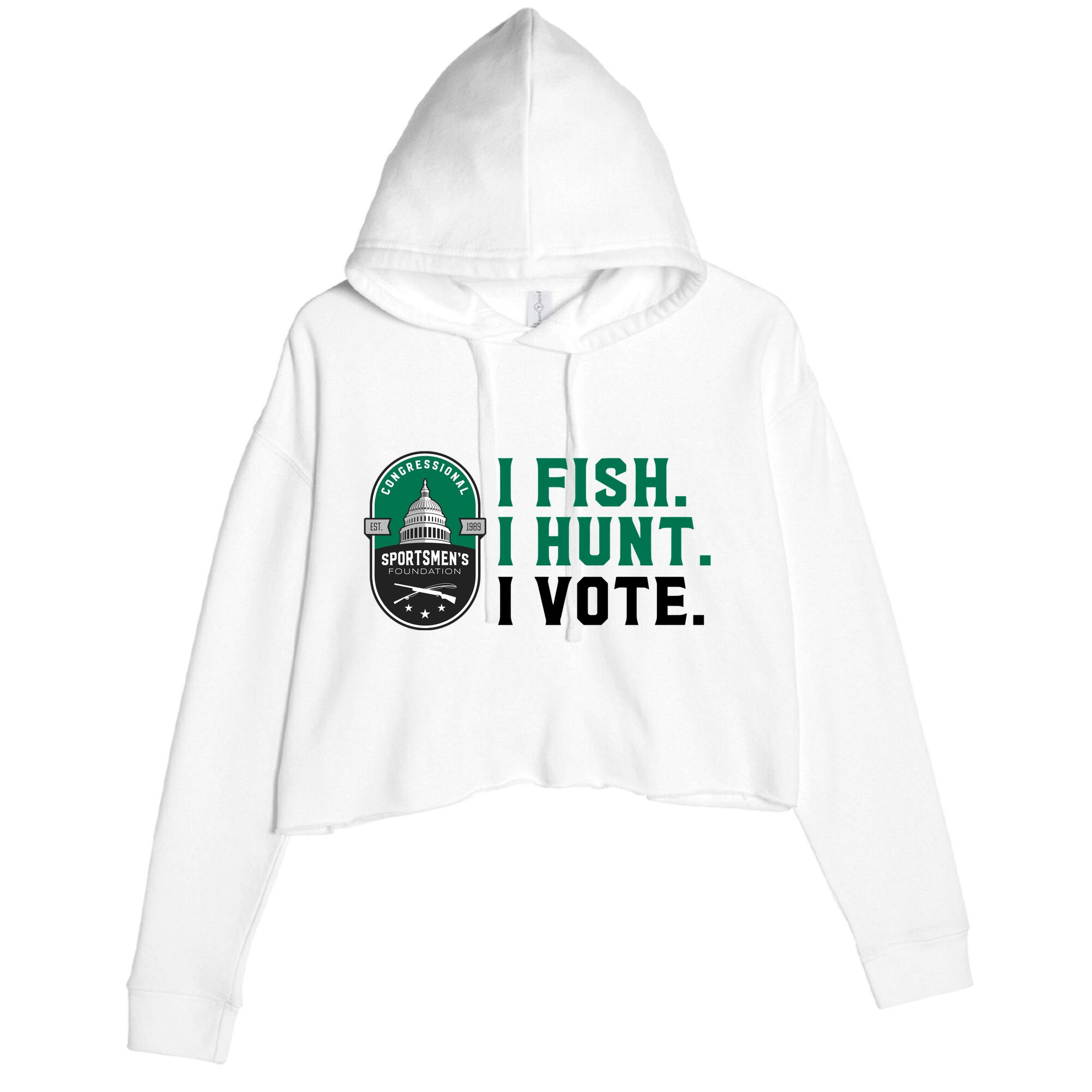 Congressional SportsmenS Foundation I Fish I Hunt I Vote Crop Fleece Hoodie