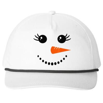 Cute Snowman Face Carrot Nose Christmas Pajamas Funny Snapback Five-Panel Rope Hat