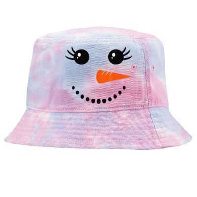 Cute Snowman Face Carrot Nose Christmas Pajamas Funny Tie-Dyed Bucket Hat