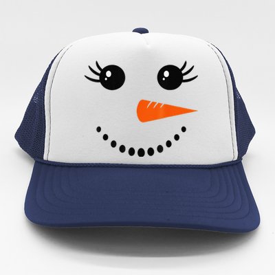 Cute Snowman Face Carrot Nose Christmas Pajamas Funny Trucker Hat