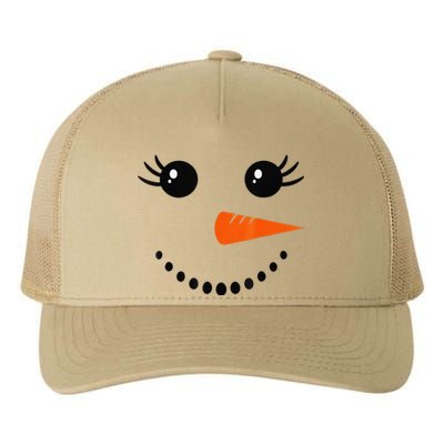 Cute Snowman Face Carrot Nose Christmas Pajamas Funny Yupoong Adult 5-Panel Trucker Hat