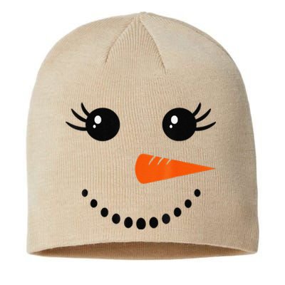 Cute Snowman Face Carrot Nose Christmas Pajamas Funny Sustainable Beanie