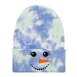 Cute Snowman Face Carrot Nose Christmas Pajamas Funny Tie Dye 12in Knit Beanie