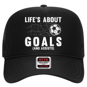 Cool Soccer For Soccer Lovers Player Football Goal High Crown Mesh Back Trucker Hat