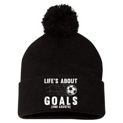 Cool Soccer For Soccer Lovers Player Football Goal Pom Pom 12in Knit Beanie