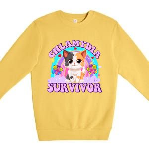 Chlamydia Survivor Funny Cat Sarcastic Inappropriate Premium Crewneck Sweatshirt