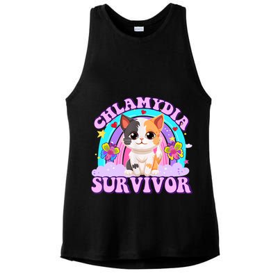 Chlamydia Survivor Funny Cat Sarcastic Inappropriate Ladies PosiCharge Tri-Blend Wicking Tank