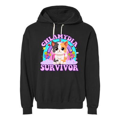 Chlamydia Survivor Funny Cat Sarcastic Inappropriate Garment-Dyed Fleece Hoodie