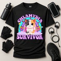 Chlamydia Survivor Funny Cat Sarcastic Inappropriate Performance Shirt